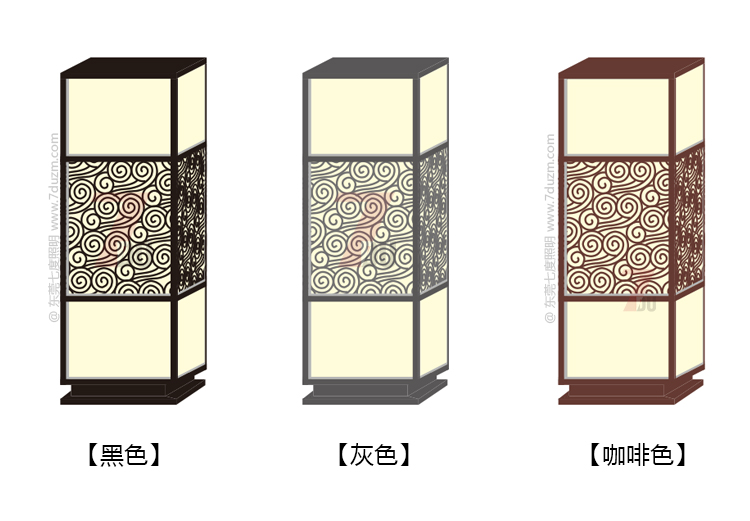 桃子视频在线观看www照明2020新款新中式祥云立柱柱头灯黑色灰色咖啡色不同颜色效果图